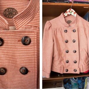 Idra orange and cream short jacket size 10 anthropology